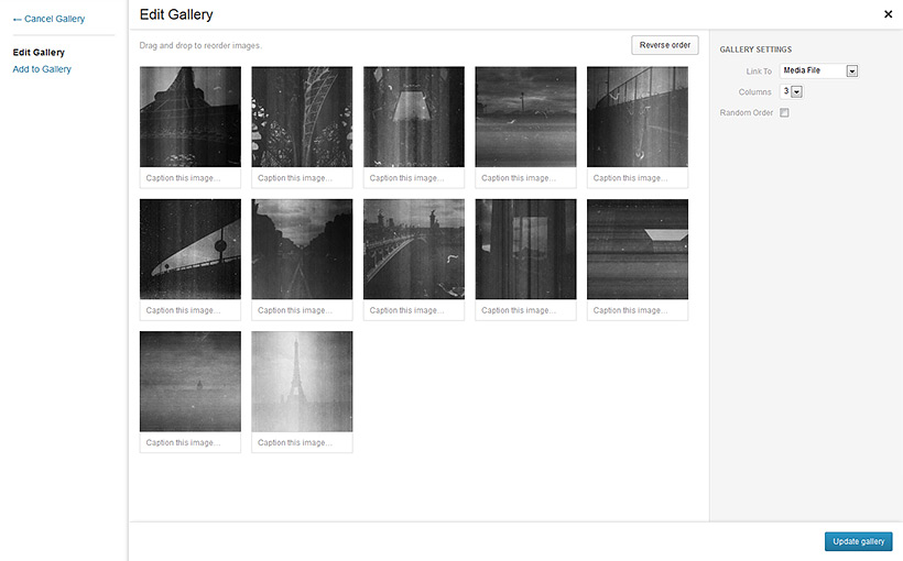 Upload and manage your galleries with an nice interface.