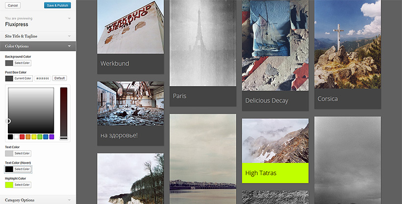 The Fluxipress Wordpress Theme can be customized with a few mouse clicks.